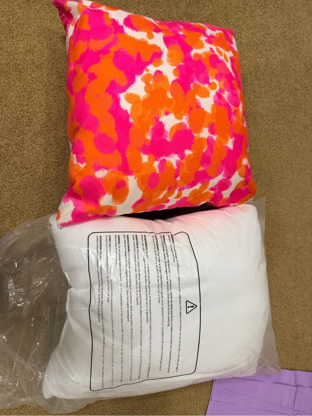 Bright Pink & Orange Abstract Throw Pillow - Home Bedding